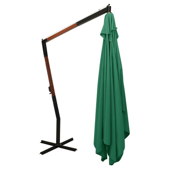 Parasol de jardin en porte-à-faux avec mât en bois vert – Image 3