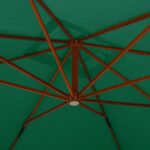 Parasol de jardin en porte-à-faux avec mât en bois vert – Image 4