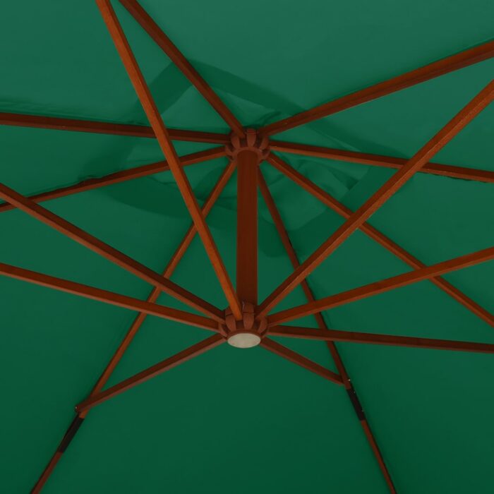 Parasol de jardin en porte-à-faux avec mât en bois vert – Image 4