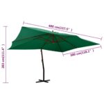 Parasol de jardin en porte-à-faux avec mât en bois vert – Image 7