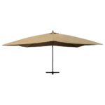 Parasol de jardin en porte-à-faux avec mât en bois taupe – Image 2