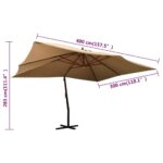 Parasol de jardin en porte-à-faux avec mât en bois taupe – Image 7