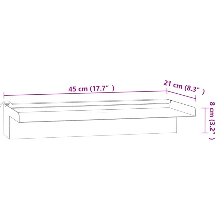 Déversoir pour cascade avec LED RVB Inox 45 cm – Image 10