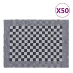 Serviettes de cuisine 50 pcs bleu et blanc 50x70 cm coton