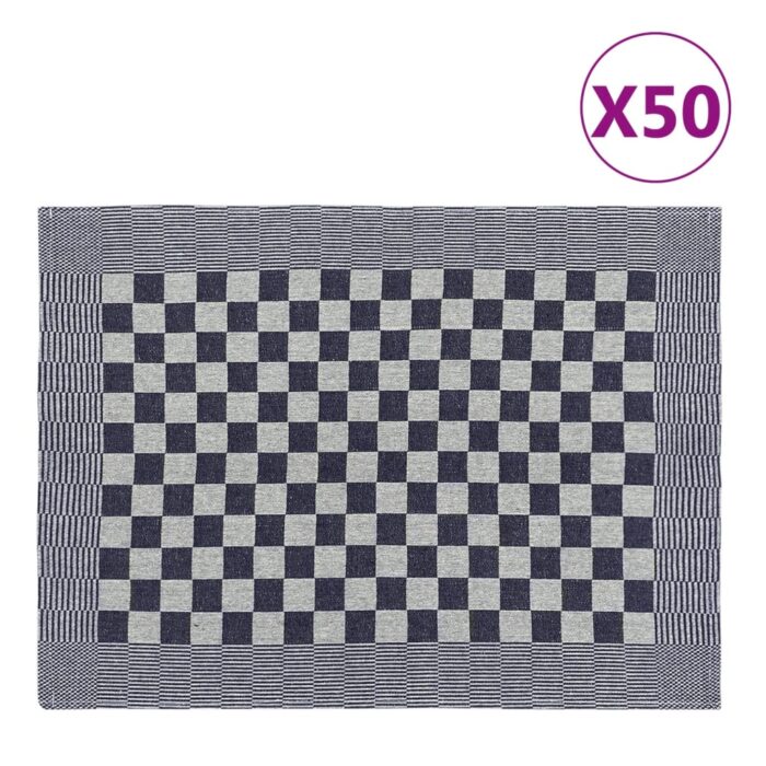 Serviettes de cuisine 50 pcs bleu et blanc 50x70 cm coton – Image 1