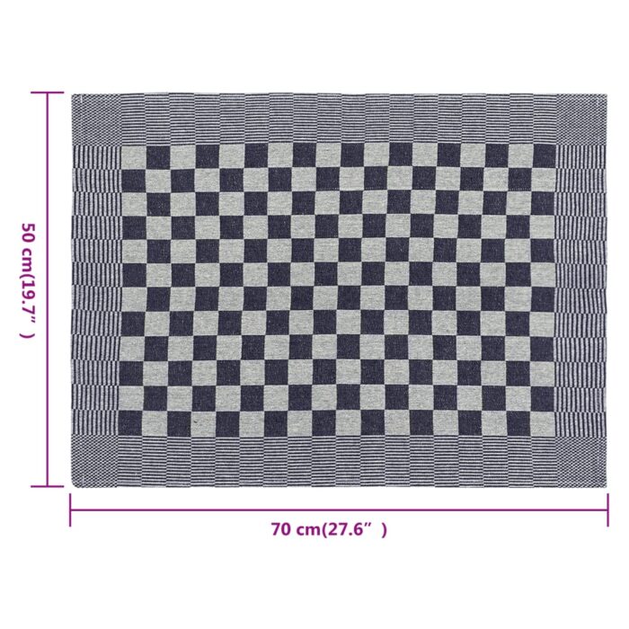 Serviettes de cuisine 50 pcs bleu et blanc 50x70 cm coton – Image 7