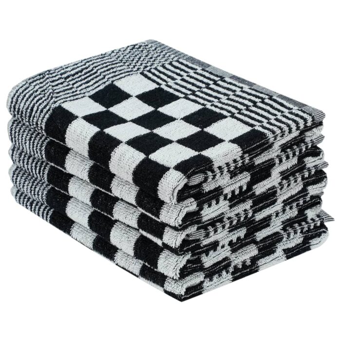 Ensemble de serviettes 20 pcs noir et blanc coton – Image 2