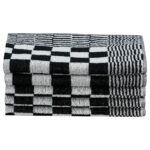 Ensemble de serviettes 20 pcs noir et blanc coton – Image 4