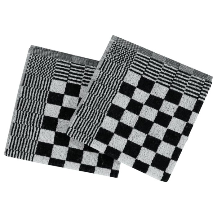 Ensemble de serviettes 20 pcs noir et blanc coton – Image 5