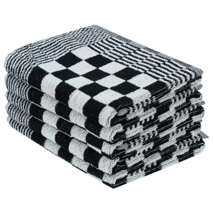 Ensemble de serviettes 50 pcs noir et blanc coton – Image 2
