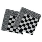 Ensemble de serviettes 50 pcs noir et blanc coton – Image 5