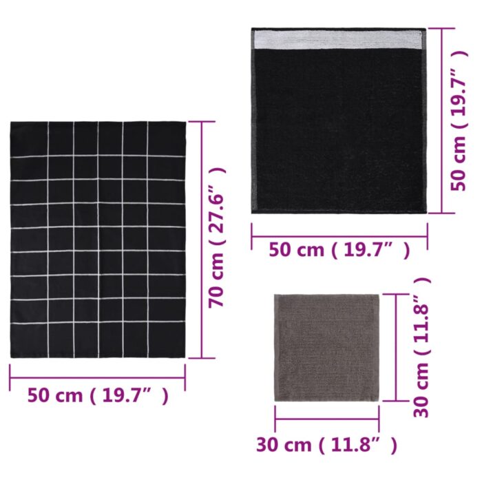 Ensemble de serviettes 12 pcs noir coton – Image 11