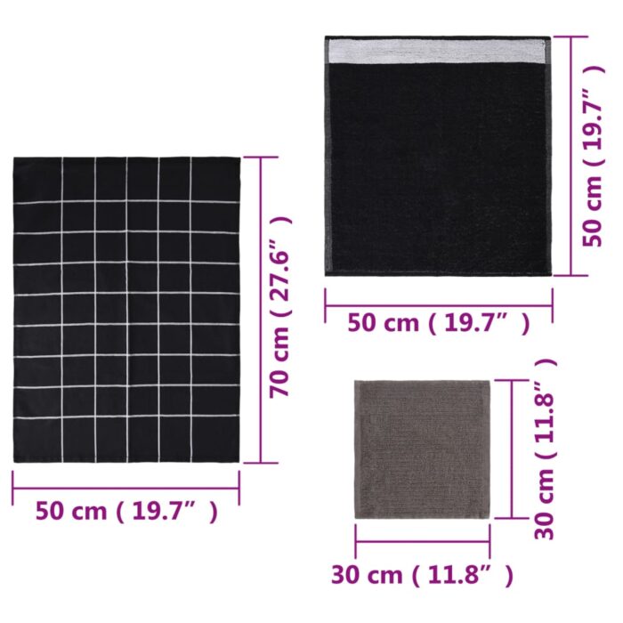Ensemble de serviettes 12 pcs noir coton – Image 12