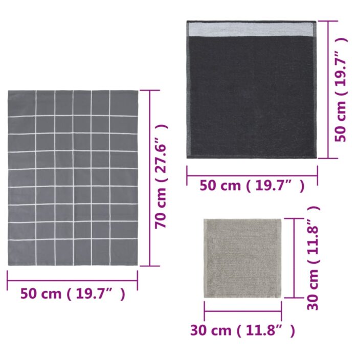 Ensemble de serviettes 12 pcs gris coton – Image 11