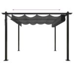 Tonnelle de jardin avec toit rétractable 3x3 m Anthracite – Image 4