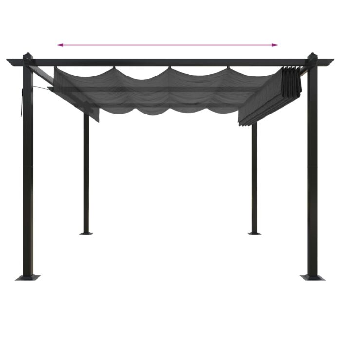 Tonnelle de jardin avec toit rétractable 3x3 m Anthracite – Image 4