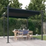 Tonnelle de jardin avec toit rétractable 3x3 m Anthracite