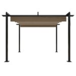 Tonnelle de jardin avec toit rétractable 3x3 m Taupe – Image 2