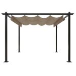 Tonnelle de jardin avec toit rétractable 3x3 m Taupe – Image 3