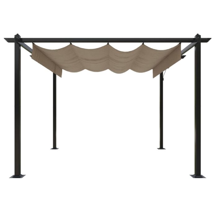 Tonnelle de jardin avec toit rétractable 3x3 m Taupe – Image 3