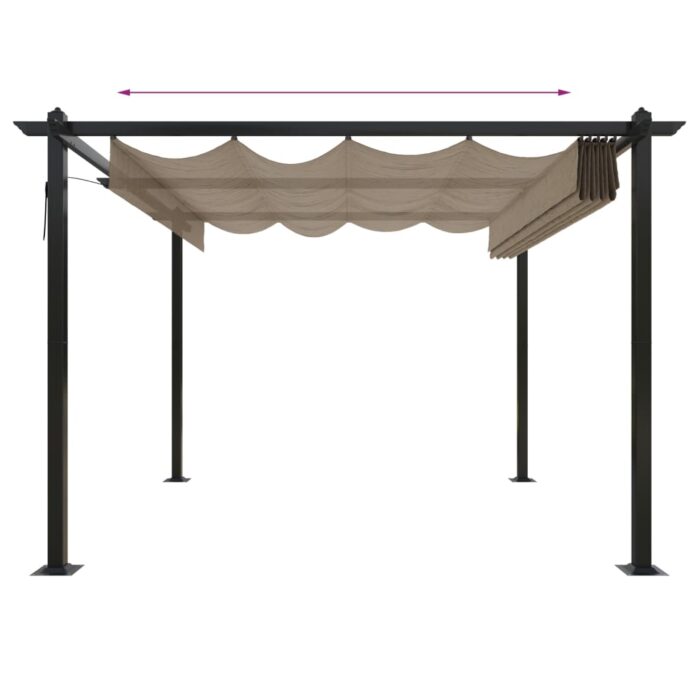 Tonnelle de jardin avec toit rétractable 3x3 m Taupe – Image 4