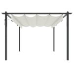 Tonnelle de jardin avec toit rétractable 4x3 m Crème – Image 2