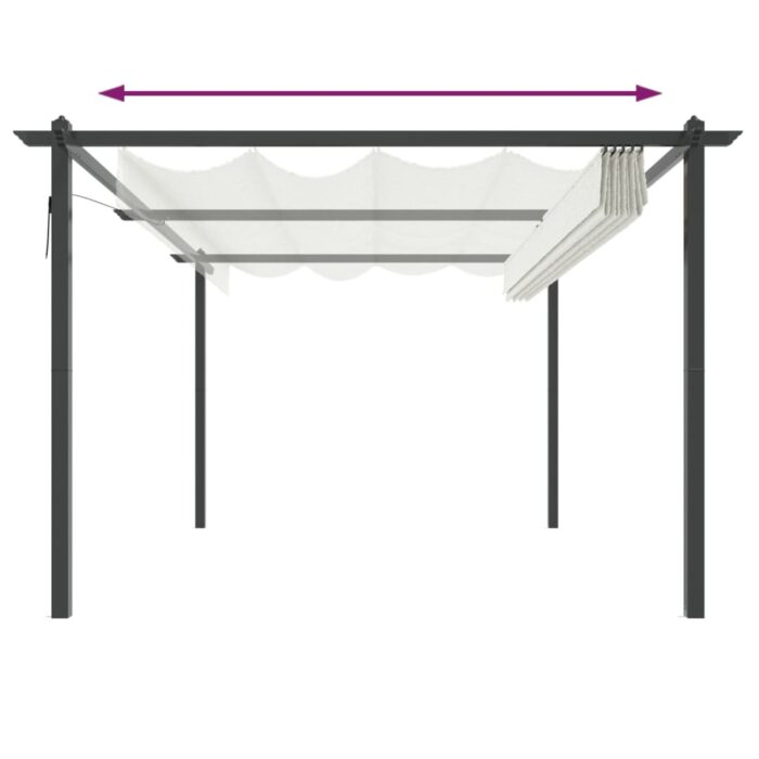 Tonnelle de jardin avec toit rétractable 4x3 m Crème – Image 3