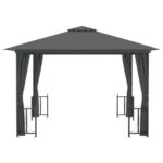 Tonnelle avec parois et toit double 3x3 m Anthracite – Image 2