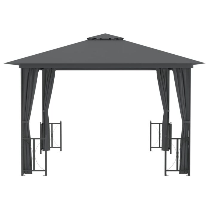Tonnelle avec parois et toit double 3x3 m Anthracite – Image 2