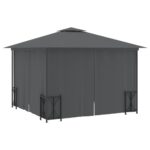 Tonnelle avec parois et toit double 3x3 m Anthracite – Image 3