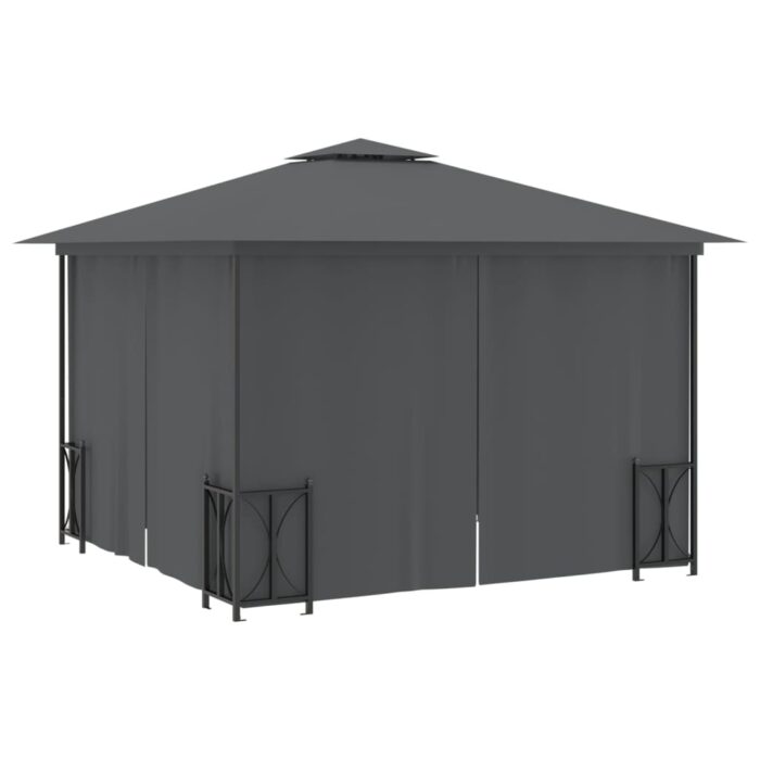Tonnelle avec parois et toit double 3x3 m Anthracite – Image 3