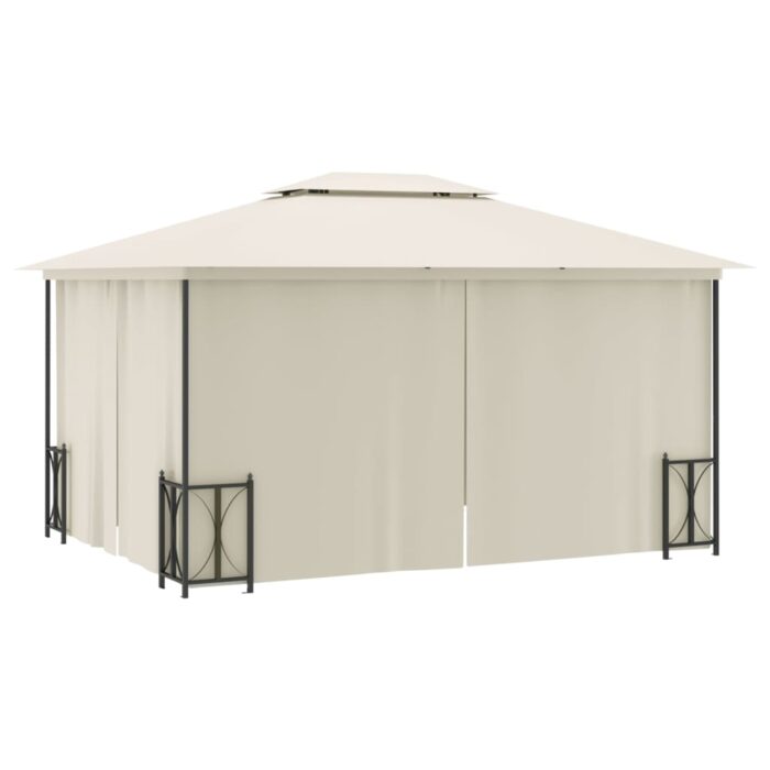 Tonnelle avec parois et toit double 3x4 m Crème – Image 3