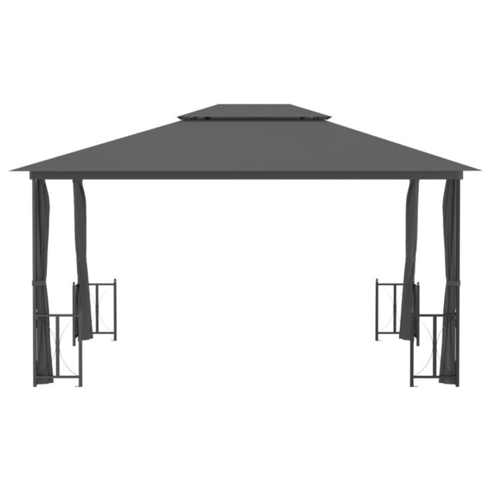 Tonnelle avec parois et toit double 3x4 m Anthracite – Image 2