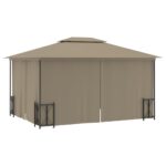 Tonnelle avec parois et toit double 3x4 m Taupe – Image 2