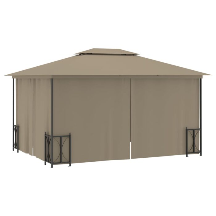 Tonnelle avec parois et toit double 3x4 m Taupe – Image 2
