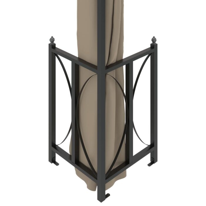 Tonnelle avec parois et toit double 3x4 m Taupe – Image 3