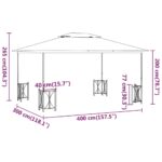 Tonnelle avec parois et toit double 3x4 m Taupe – Image 4