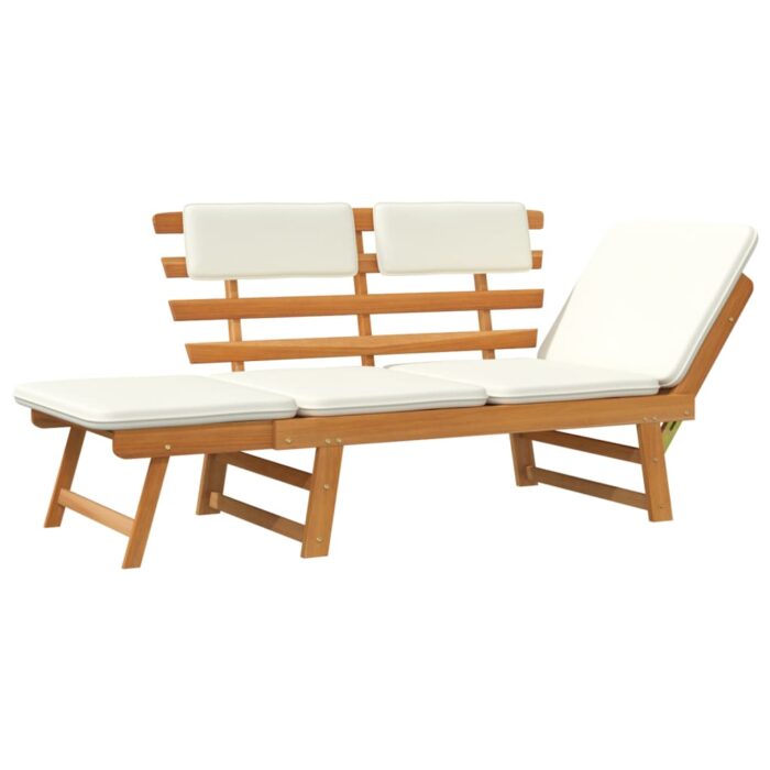 Banc de jardin avec coussins 2-en-1 190 cm Bois d'acacia massif – Image 2
