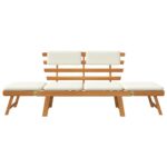 Banc de jardin avec coussins 2-en-1 190 cm Bois d'acacia massif – Image 3