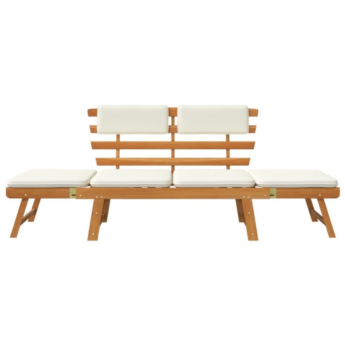 Banc de jardin avec coussins 2-en-1 190 cm Bois d'acacia massif – Image 3