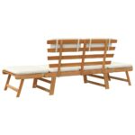 Banc de jardin avec coussins 2-en-1 190 cm Bois d'acacia massif – Image 5