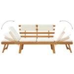 Banc de jardin avec coussins 2-en-1 190 cm Bois d'acacia massif – Image 6