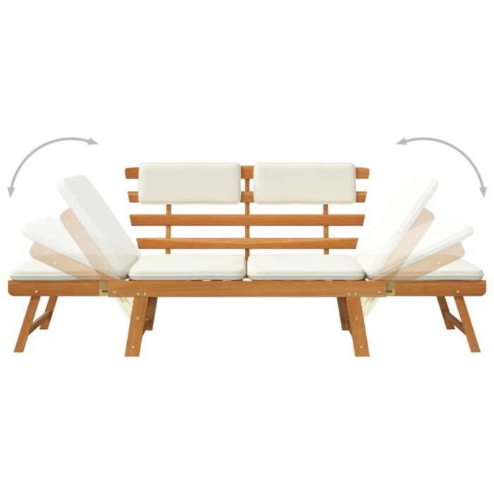 Banc de jardin avec coussins 2-en-1 190 cm Bois d'acacia massif – Image 6