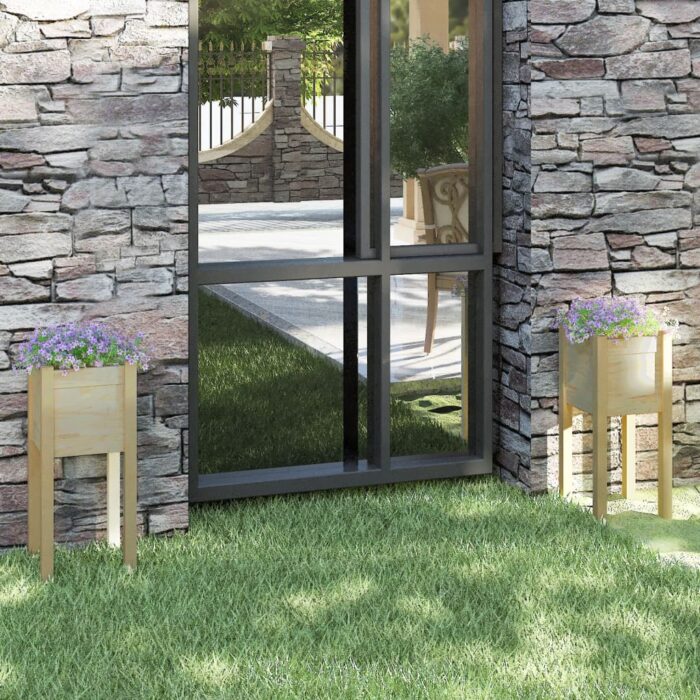 Jardinières d'extérieur 2 pcs 31x31x70 cm bois de pin massif – Image 1