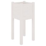 Jardinières d'extérieur 2 pcs Blanc 31x31x70 cm Bois de pin – Image 3