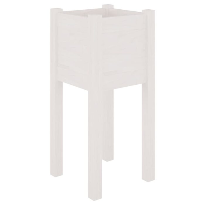 Jardinières d'extérieur 2 pcs Blanc 31x31x70 cm Bois de pin – Image 3
