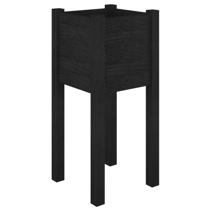 Jardinières d'extérieur 2 pcs Noir 31x31x70 cm Bois de pin – Image 3
