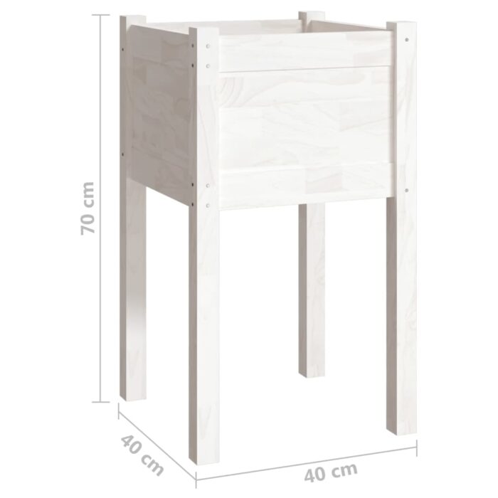 Jardinière d'extérieur Blanc 40x40x70 cm Bois de pin massif – Image 5