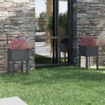 Jardinières d'extérieur 2pcs Gris 40x40x70cm Bois de pin massif