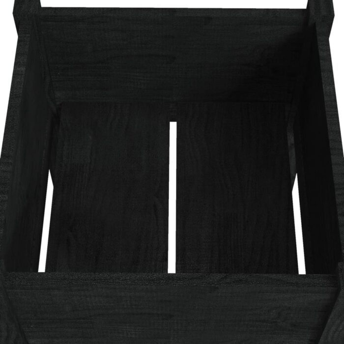 Jardinière d'extérieur Noir 40x40x70 cm Bois de pin massif – Image 4